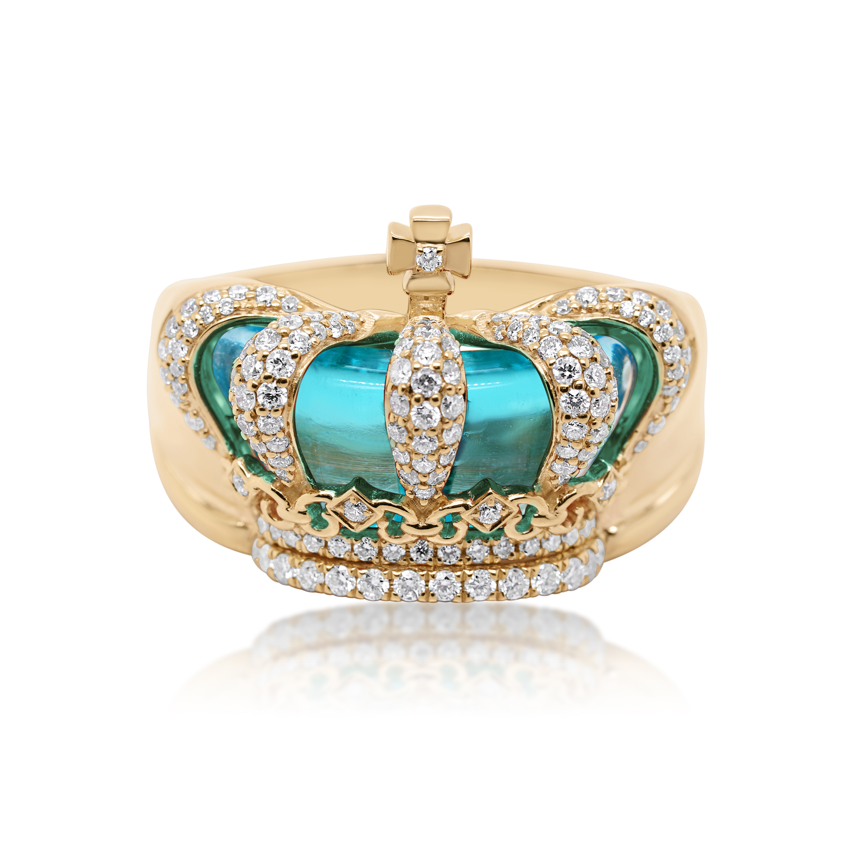 Diamond Blue Crown Ring 0.78 ct. 10K Yellow Gold